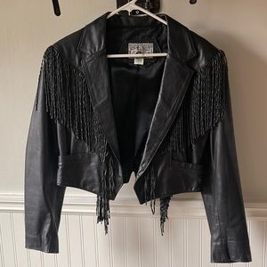 Vintage leather fringe jacket